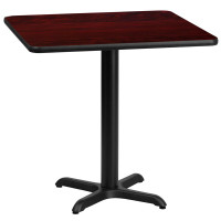 Flash Furniture XU-MAHTB-3030-T2222-GG 30" Square Mahogany Laminate Table Top with 22" Table Height Base